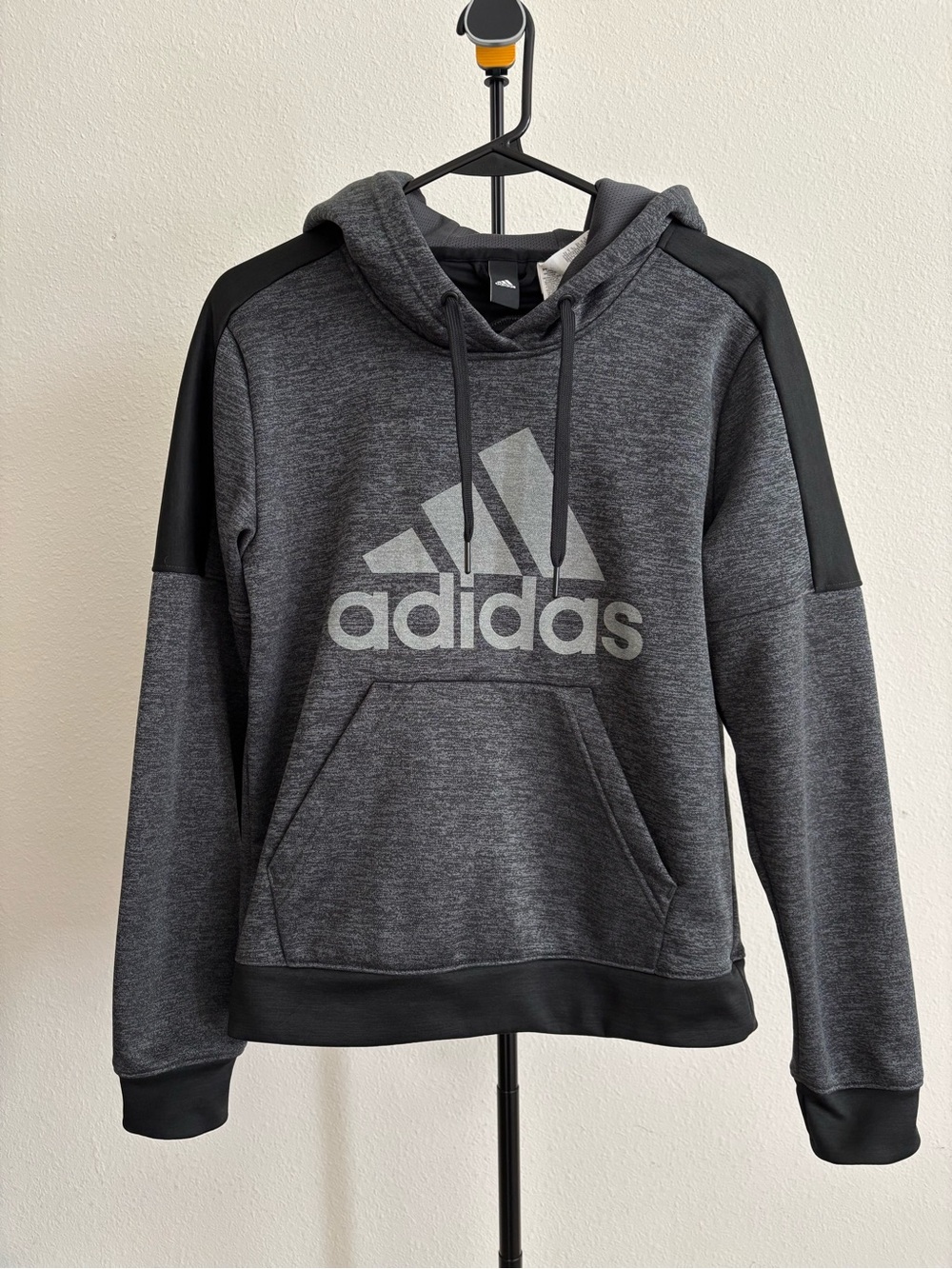 Adidas Women’s S Gray Black Pullover Hoodie Logo Athletic Performance Sweatshirt